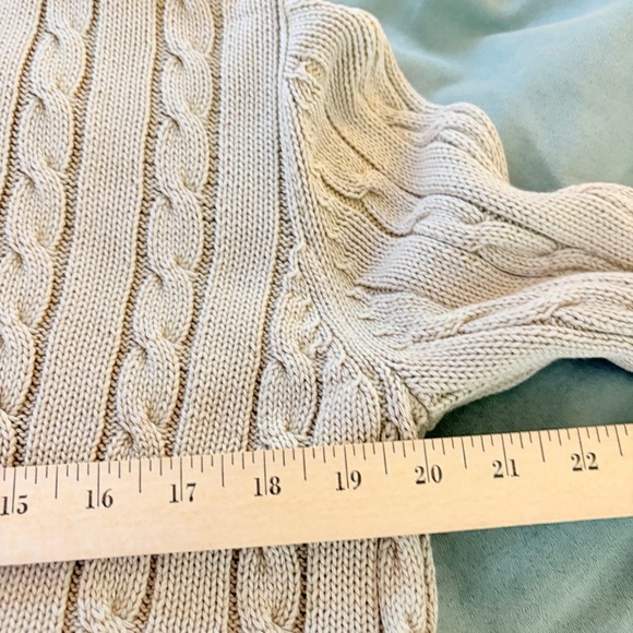 VTG‎ Eddie Bauer Cotton Sweater Fisherman Beige Cable Knit Men's L Classic TSITP - Picture 8 of 10